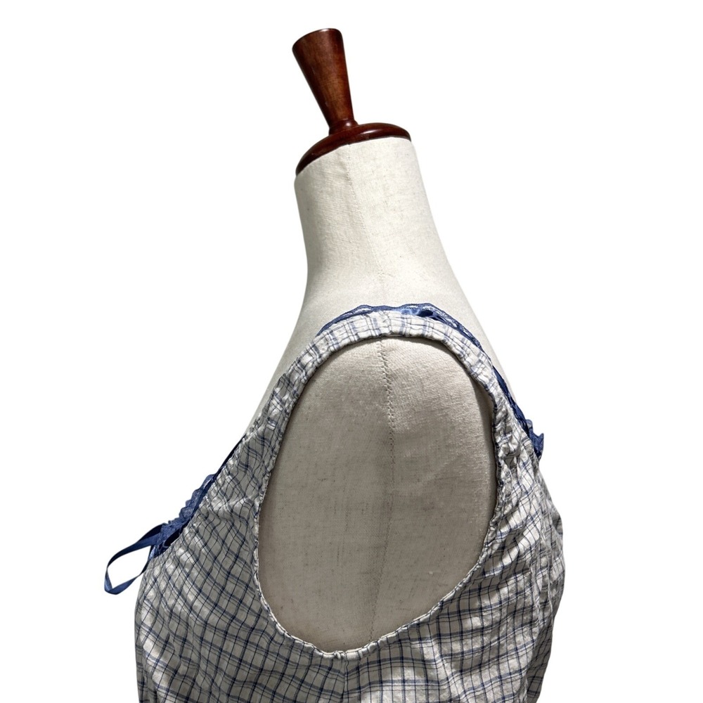 Pacsun Women's Top Medium Your Favorite Plaid Button Up Lace Trim Top Babydoll - Picture 7 of 12